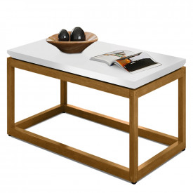 Mesa de Centro Supreme Tebarrot Branco Nature Pé Madeira FORA DE LINHA