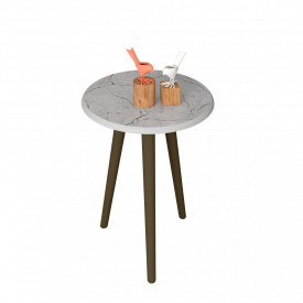 Mesa Lateral Brilhante Bechara Carrara 3 Pés Sala