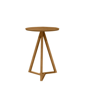 Mesa Lateral Classic Redonda  Nature Pé Madeira