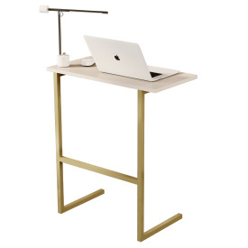 Mesa P/Notebook Thor MDP Pérola Pés Ferro Dourado Sal Movelaria