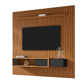 Painel Ripado para Tv até 85 Polegadas Cancun Nature Preto FORA DE LINHA