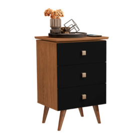 Mesa de cabeceira Liv 3 Gav Nature Preto Maria Moveis