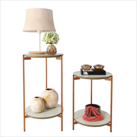  Conjunto de Mesa Lunis Off White Nature com Pés de Ferro Bronze Ofertamo