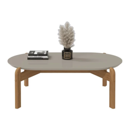 Mesa de Centro Lizz Oblonga Off White Cedro Casa D Moveis