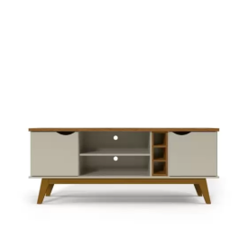 Rack Prism com Adega 1.6 Off White Cumaru Patrimar Móveis