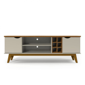 Rack Prism com Adega 1.8 Off White Cumaru Patrimar Móveis