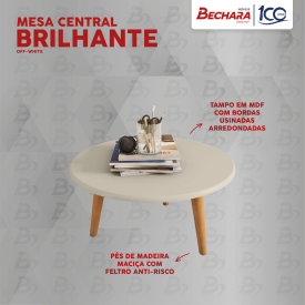 Mesa de Centro Brilhante Bechara Off White 3 Pés 2075260