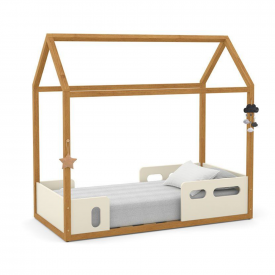 Mini Cama Liv Montessoriana Matic Off White/Freijó 51480 Quarto Infantil