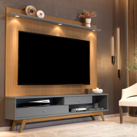 Home Painel (pintura 3D) e Rack P/ Tv Até 75"  C/Led Onix 5232 Jb Bechara