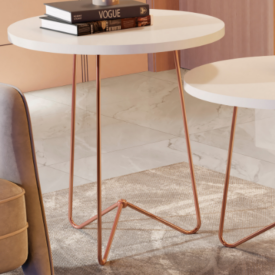 Mesa Centro Luxo 8004 Perola Pés Ferro Bronze JB Bechara 