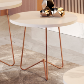 Mesa Apoio 8005 Perola Pés de Ferro Bronze Sala JB Bechara Móveis FORA DE LINHA