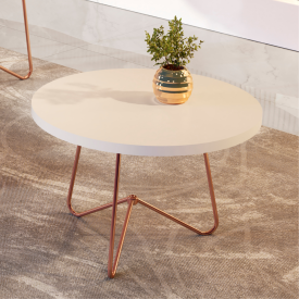 Mesa de Centro  8006 Redonda Luxo Perola Pes Ferro Bronze Jb Bechara