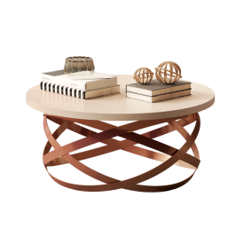 Mesa de Centro 8045 Redonda Luxo Perola Pe Ferro Bronze Jb Bechara FORA DE LINHA