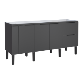 Gabinete de Cozinha Para Pia de 180 em Madeira Cisne 2 Gavetas Preto - Cozimax