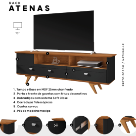 Rack Atenas Preto Fosco Nature 2076250 Bechara FORA DE LINHA