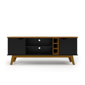 Rack Prism com Adega 1.6 Preto Cumaru Patrimar Móveis Sala 