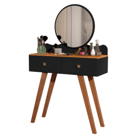 Penteadeira Madeira Condessa 892 Preto Nature Maria Móveis  