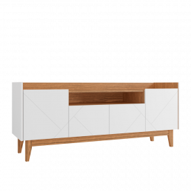 Rack Adria 4 Portas Branco Noce Casa D Móveis Sala