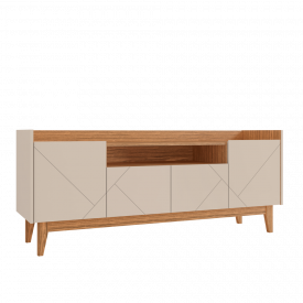 Rack Adria 4 Portas Off White Noce Casa D Móveis Sala