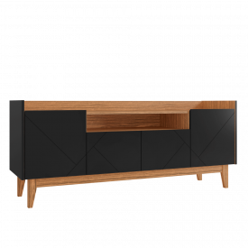 Rack Adria 4 Portas Preto Noce Casa D Móveis Sala