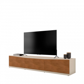 Rack Eros 2.2 Off White/Cedro 3 Gavetas Casa D Móveis Sala