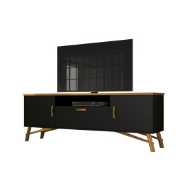 Rack Felix Preto Cedro Sala EDN Moveis