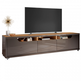 Rack Jersey 2.2 3 Gavetas Cinza Perola Noce Casa D Móveis