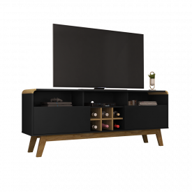 Rack Larimar com Adega Preto Fosco Cinamomo 2075687 Bechara 