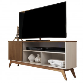 Rack Retro 1,36 Malbec Wood com Porta Off White Freijo 178541 Giga Moveis