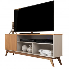 Rack Estilo 1,36 Malbec Wood com Porta Off White Nature 170541 Giga Moveis