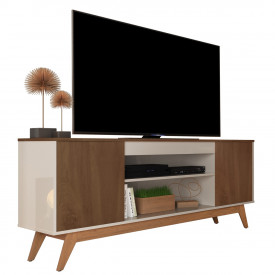 Rack Retro com 2 Portas Malibu Wood Off White Freijo 178544 Giga Moveis FORA DE LINHA