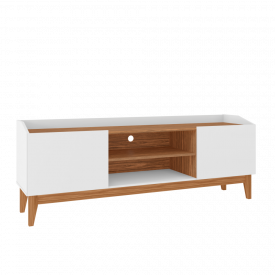 Rack Ravena 1.6 Branco/Noce 2 Portas Casa D Móveis 