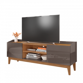 Rack Ravena 1.6 Cinza Perola/Noce 2 Portas Casa D Móveis 