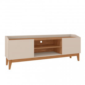 Rack Ravena 1.6 Off White/Noce 2 Portas Casa D Móveis 