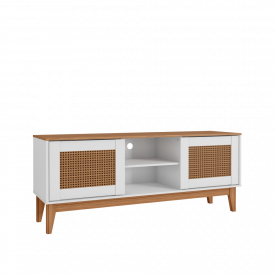 Rack Safira 2 Portas Branco Noce Casa D Móveis Sala