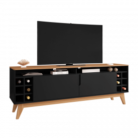 Rack Wine 1,60 m Preto Noce Casa D Móveis Sala