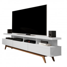 Rack 1,80m 3 Gavetas Vivare Wood Branco Acetinado 98555 Giga Moveis