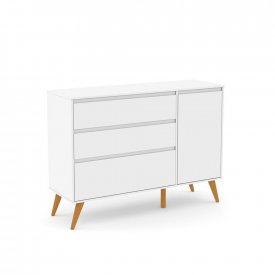 Comoda Com Porta Retrô Clean Matic Branco Soft Eco Wood 20000