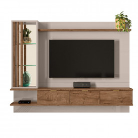 Painel Leblon TV 55" Off White Madero Canela 903605 Lukaliam
