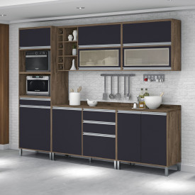 Cozinha Turquesa 2700mm 5 Peças Reflecta Castanho/Grafite Vitamov