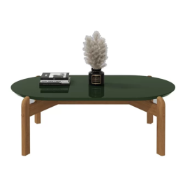 Mesa de Centro Lizz Oblonga Verde Oliva Cedro Casa D Moveis