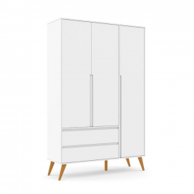 Roupeiro 03 Ptas Retrô Clean Matic Branco Soft Eco Wood 70522 Bebe