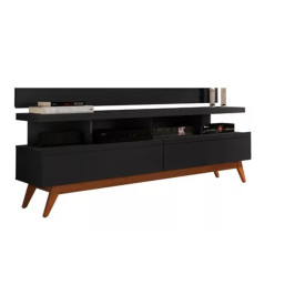 Rack Vivare 1.6 Wood Preto C 2 Gavetas Giga Moveis