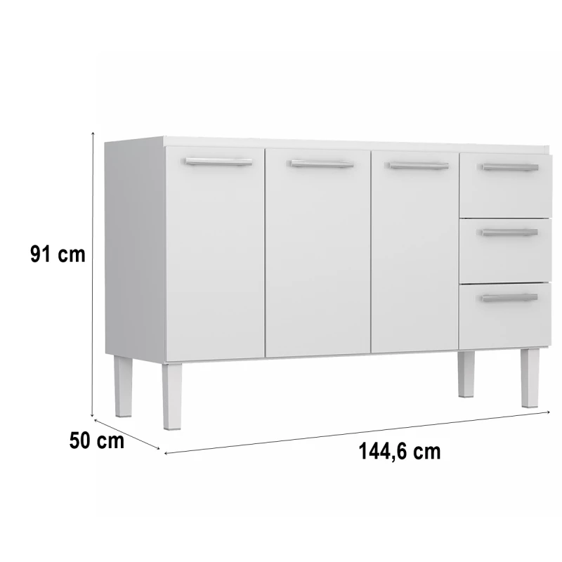 Gabinete de Aço P/ Pia 1,50 Venus 3G Branco 1560 Cozimax
