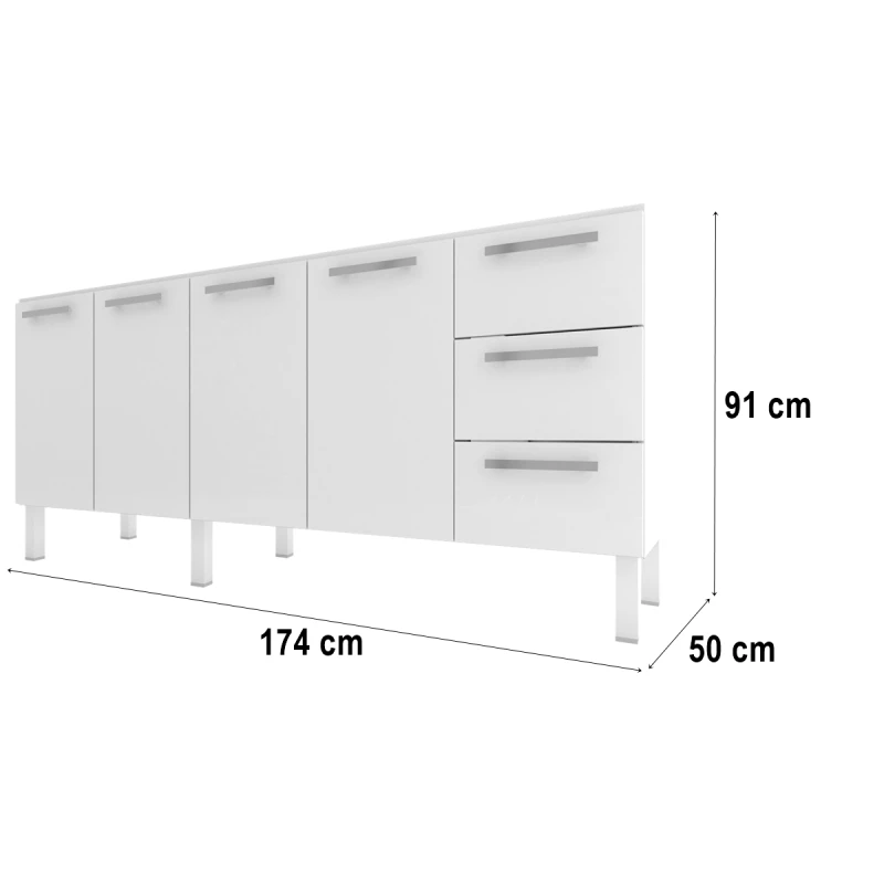 Gabinete De Aço P/ Pia 1,80 Venus 3G Flat Branco 1564 Cozimax