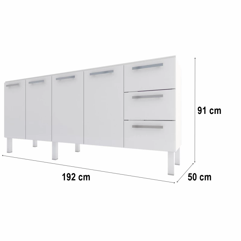 Gabinete De Aço P/ Pia 2,00 Venus 3G Flat Branco 1566 Cozimax