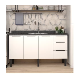 Gabinete Cozinha em Aço Júpiter 160 3 Gavetas Branco - Cozimax