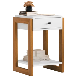 Mesa de Cabeceira Luxo 1 Gav 1661 Branco Brilho Ofertamo