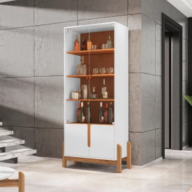 Cristaleira Lizz 4 Porta Branco Cedro Casa D Móveis