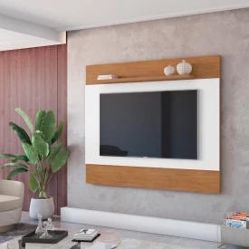 Painel Para Tv MDP Quasar 1.58 até 60 Branco Cedro Casa D Móveis